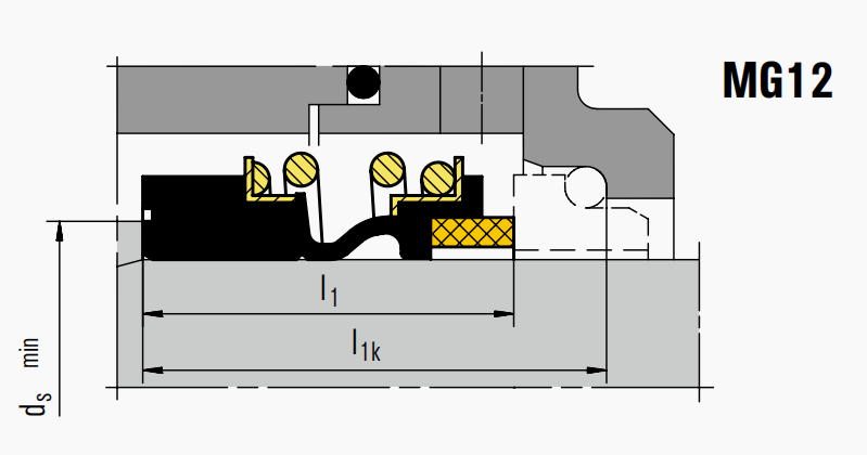 Drawing of Eagle burgmann MG13 water pump mechanical seal