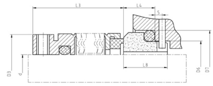 Drawing of Eagle burgmann metal bellow seal type MFL85N replacement